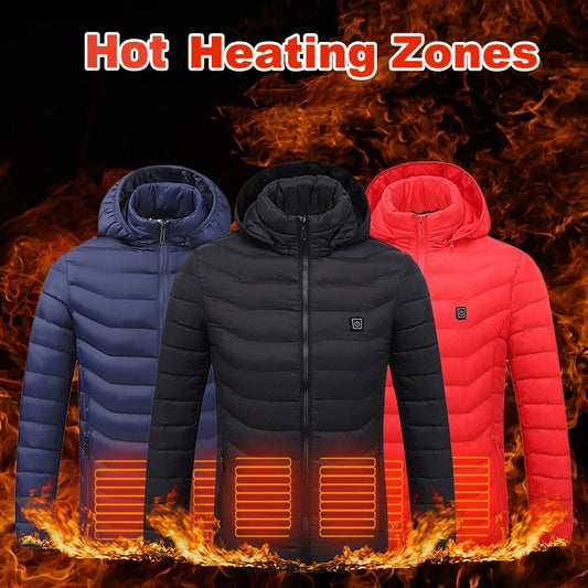 Men’s Electric Heated Winter Jacket – 9 Heat Zones, Windproof & Insulated